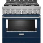 KitchenAid Commercial-Style 5.1 Cu. Ft. Slide-In Gas True Convection Range Self-Cleaning Ink Blue from Kings Outlet