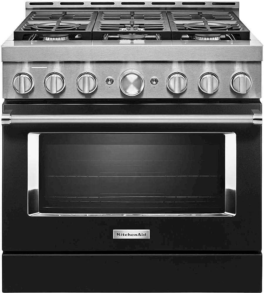 KitchenAid Commercial-Style 5.1 Cu. Ft. Slide-In Gas True Convection Range Self-Cleaning Imperial Black from Kings Outlet