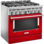 KitchenAid Commercial-Style 5.1 Cu. Ft. Slide-In Gas True Convection Range Self-Cleaning Passion Red from Kings Outlet