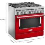 KitchenAid Commercial-Style 5.1 Cu. Ft. Slide-In Gas True Convection Range Self-Cleaning Passion Red from Kings Outlet