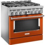 KitchenAid Commercial-Style 5.1 Cu. Ft. Slide-In Gas True Convection Range Self-Cleaning Scorched Orange from Kings Outlet