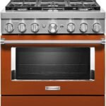 KitchenAid Commercial-Style 5.1 Cu. Ft. Slide-In Gas True Convection Range Self-Cleaning Scorched Orange from Kings Outlet