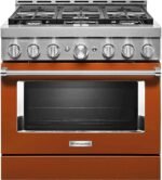 KitchenAid Commercial-Style 5.1 Cu. Ft. Slide-In Gas True Convection Range Self-Cleaning Scorched Orange from Kings Outlet