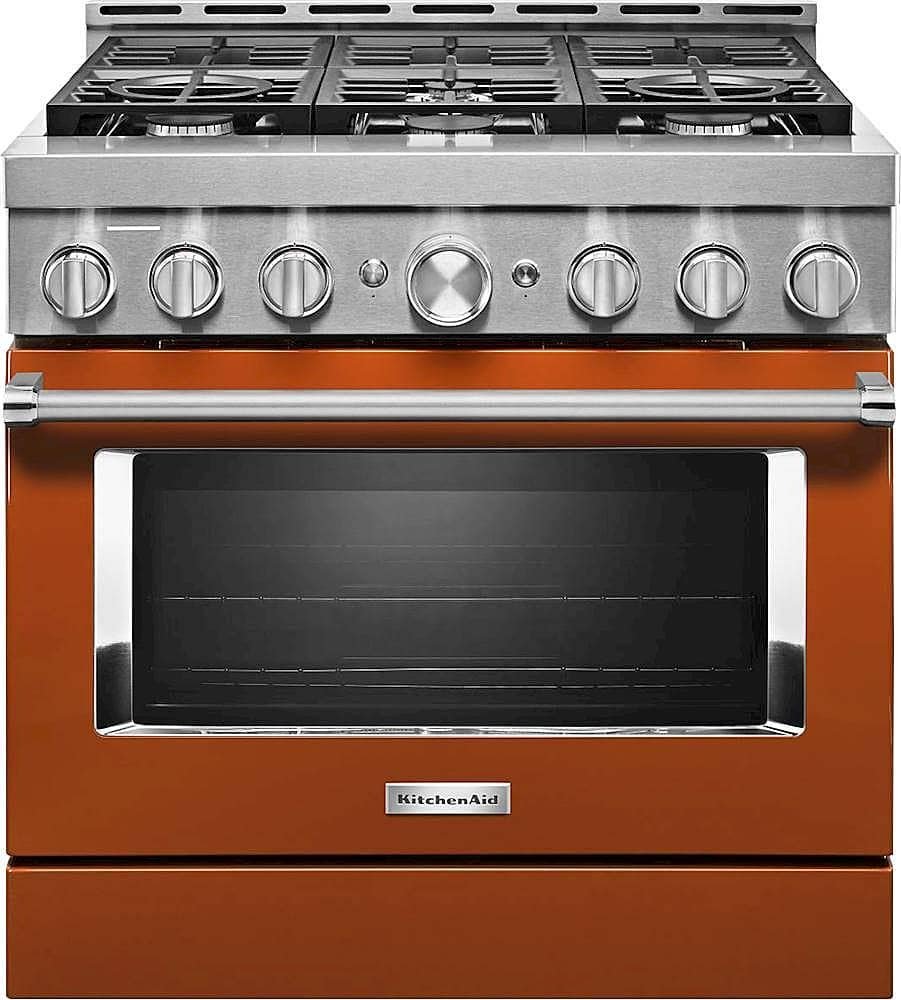 KitchenAid Commercial-Style 5.1 Cu. Ft. Slide-In Gas True Convection Range Self-Cleaning Scorched Orange from Kings Outlet
