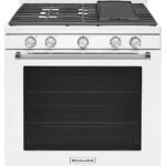 KitchenAid 5.8 Cu. Ft. Self-Cleaning Freestanding Gas True Convection Range Even-Heat White from Kings Outlet