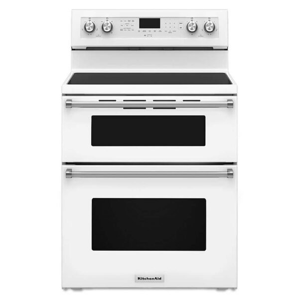 KitchenAid 6.7 Cu. Ft. Self-Cleaning Freestanding Double Oven Electric Convection Range White from Kings Outlet