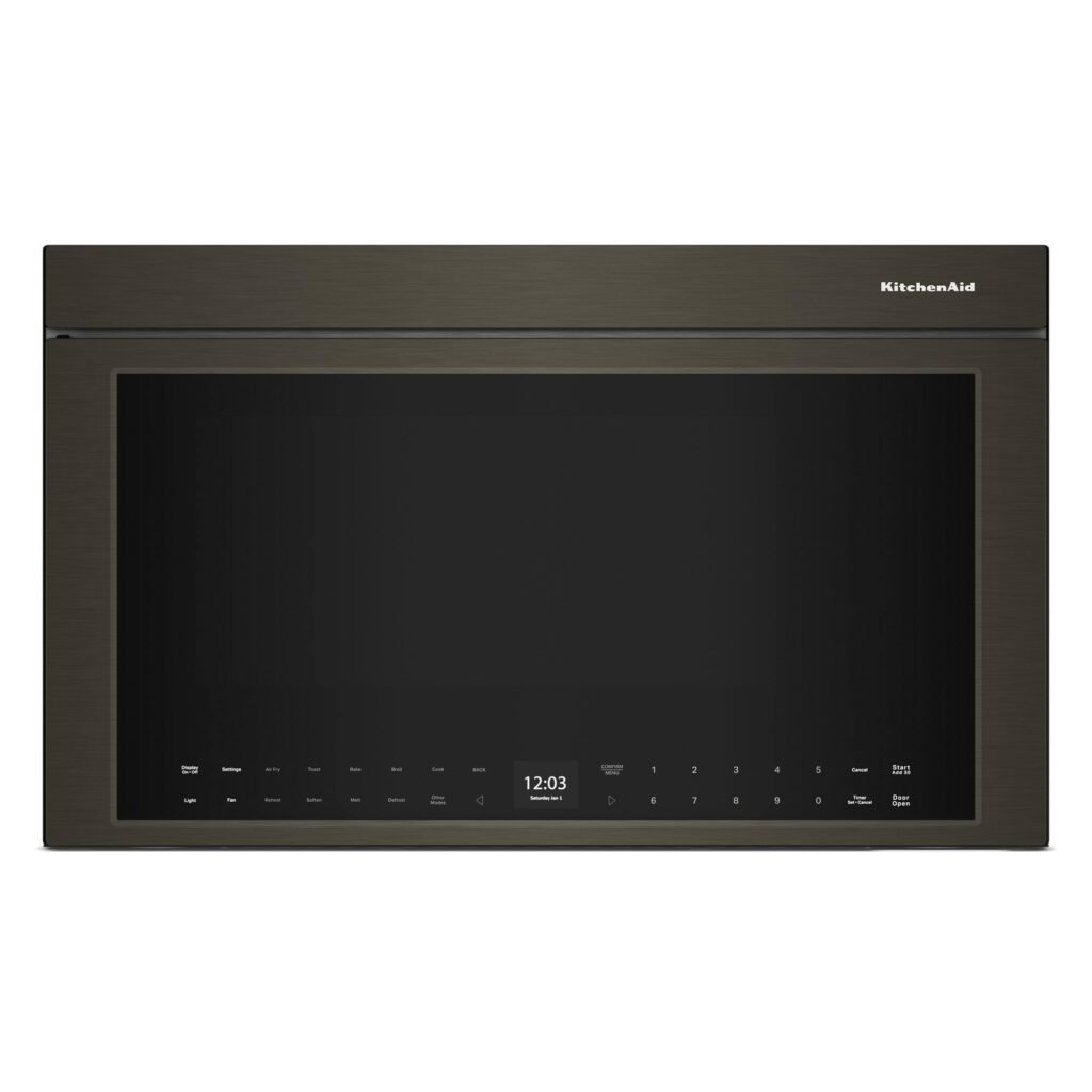 KitchenAid 1.1 Cu. Ft. Convection Flush Built-In Over-the-Range Microwave Air Fry Mode Black Stainless from Kings Outlet