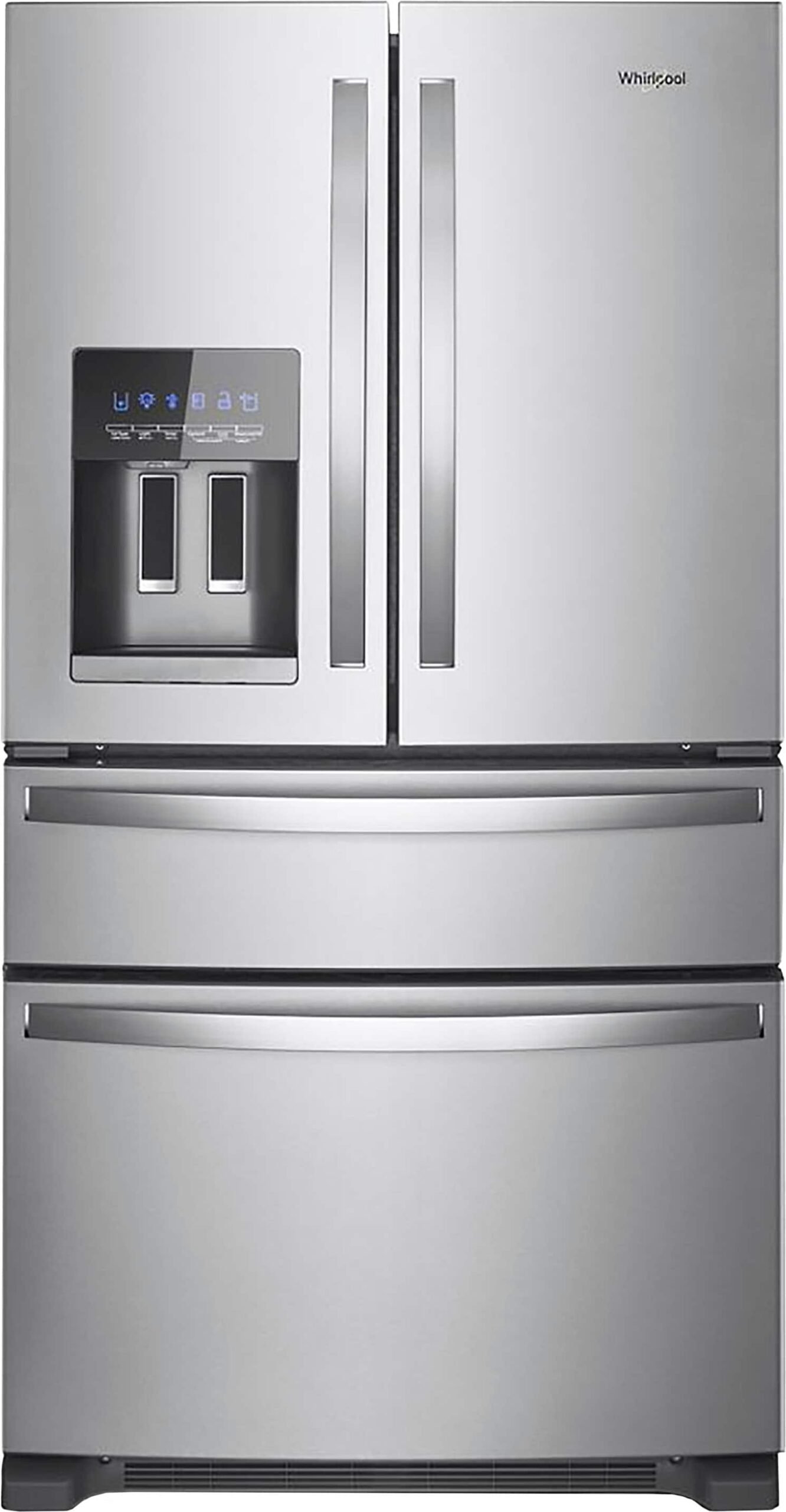 Kings Outlet Whirlpool 25 Cu. Ft. Wide French Door Bottom Mount Refrigerator Two-Tier Freezer Storage Stainless Whirlpool 25 Cu. Ft. Wide French Door Bottom Mount Refrigerator Two-Tier Freezer Storage Stainless from Kings Outlet