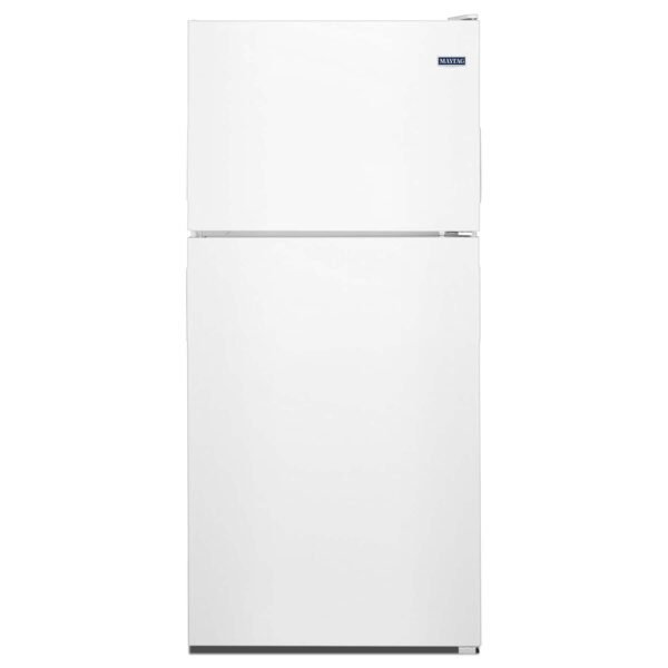 Maytag 18 Cu. Ft. Wide Top Freezer Refrigerator PowerCold Feature BrightSeries LED Lighting White from Kings Outlet