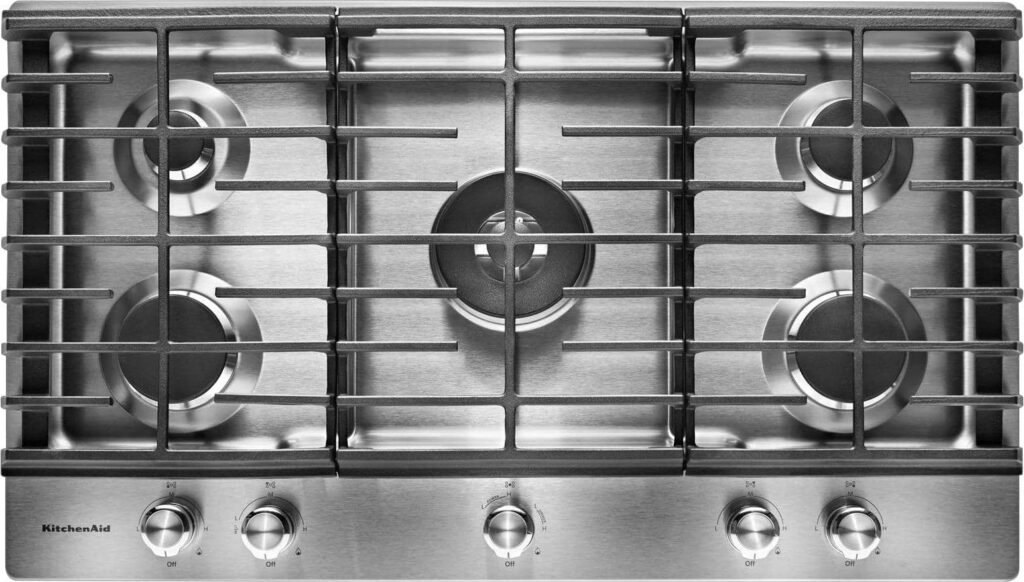 KitchenAid 36" Gas Cooktop 5 Burners Stainless Steel from Kings Outlet