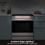 Samsung Bespoke 6.3 Cu. Ft. Slide-In Electric Induction Range Ambient Edge Lighting White Glass from Kings Outlet