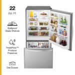 Whirlpool 22 Cu. Ft. Bottom-Freezer Refrigerator SpillGuard Glass Shelves Stainless Steel from Kings Outlet