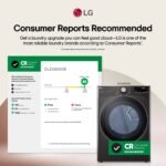 LG 7.4 Cu. Ft. Stackable Smart Electric Dryer Steam Built-In Intelligence Black Steel from Kings Outlet