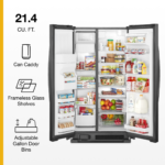 Whirlpool 21 Cu. Ft. Side-by-Side Refrigerator LED Interior Lighting Black from Kings Outlet