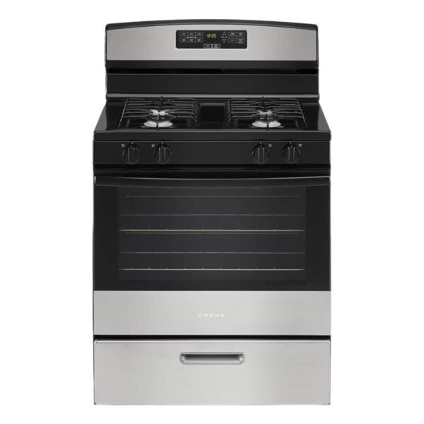 Amana 5.1 Cu. Ft. Freestanding Gas Range Bake Assist Temps Stainless Steel from Kings Outlet
