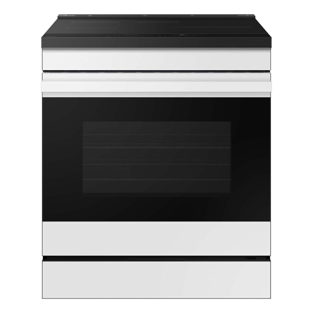 Samsung Bespoke 6.3 Cu. Ft. Slide-In Electric Induction Range Air Fry White Glass from Kings Outlet
