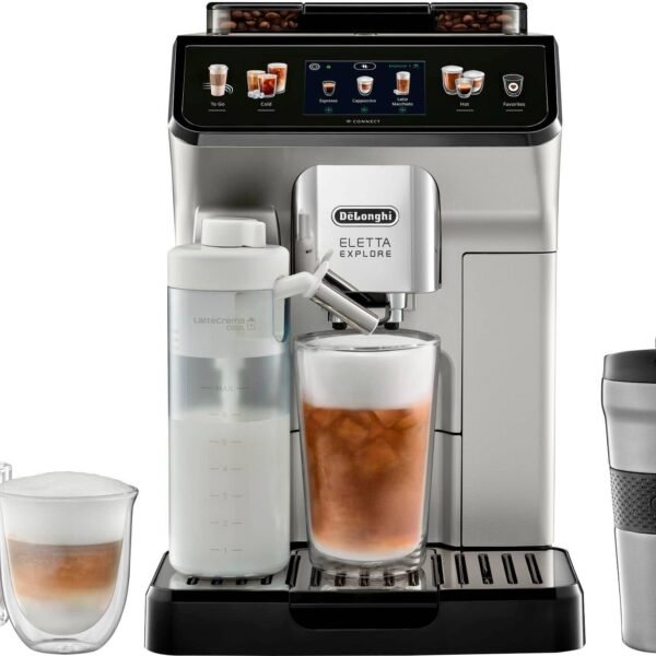 De Longhi Eletta Explore Fully Automatic Espresso Machine Cold Brew Silver from Kings Outlet