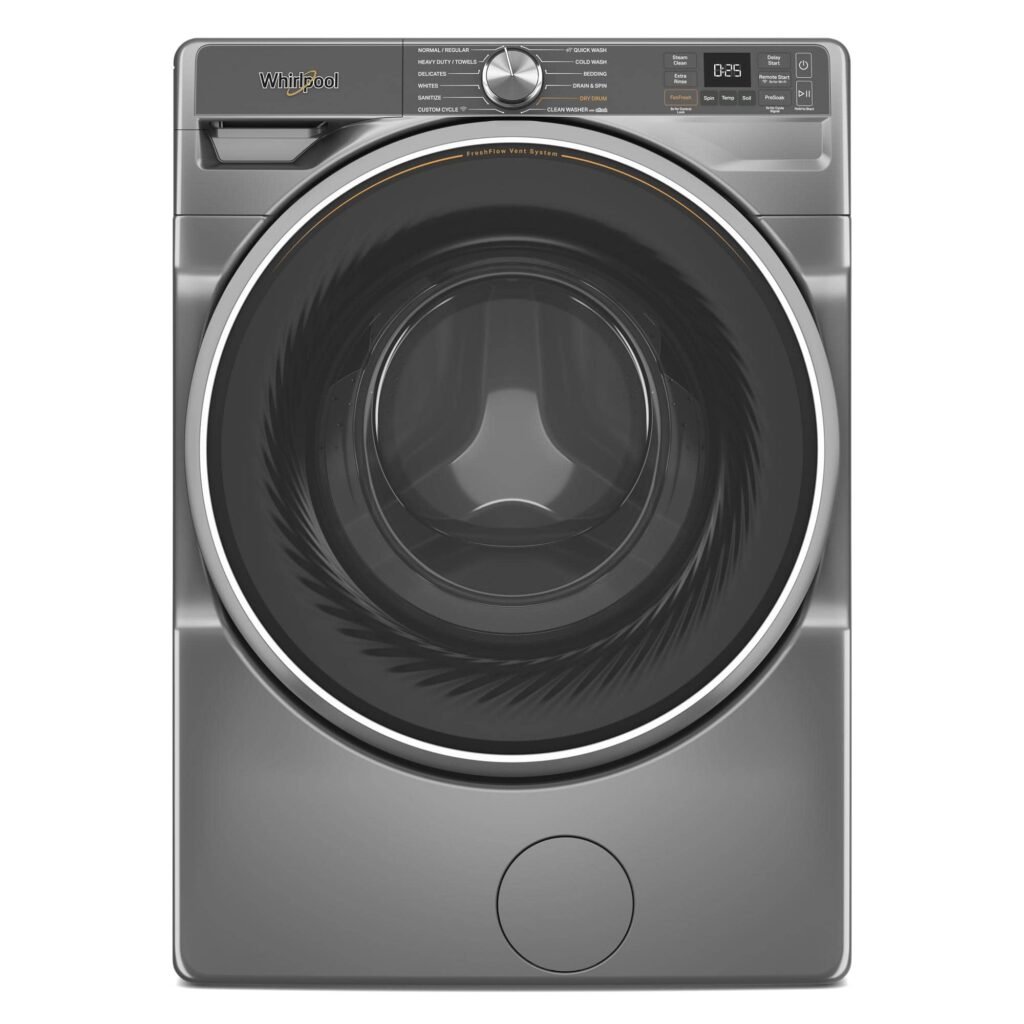 Whirlpool 5.0 Cu. Ft. High Efficiency Smart Front Load Washer FreshFlow Vent System Silver from Kings Outlet