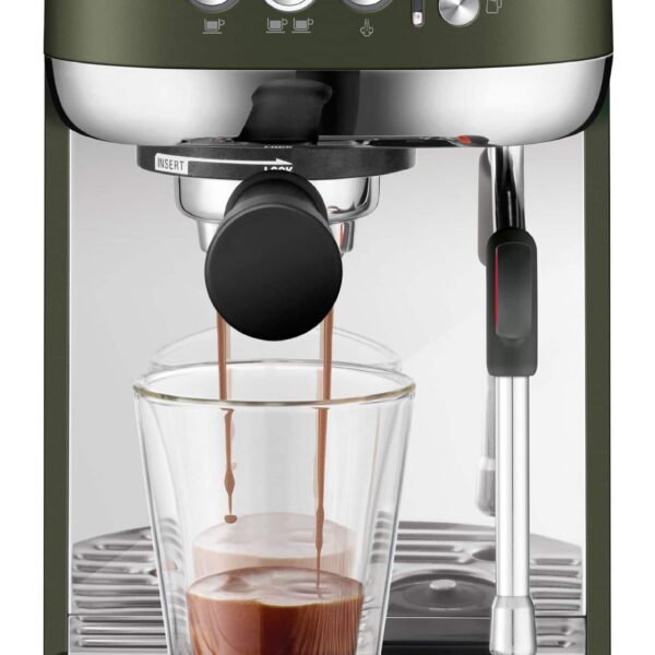 Breville Bambino Plus Espresso Machine 15 bars of pressure Milk Frother Olive Tapenade from Kings Outlet