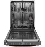 GE 24" Top Control Built-In Stainless Steel Tub Dishwasher 3rd Rack Sanitize Cycle 47 from Kings Outlet