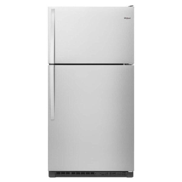Whirlpool 20.5 Cu. Ft. Top-Freezer Refrigerator Frameless Glass Shelves Monochromatic Stainless Steel from Kings Outlet
