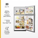 Whirlpool 20.5 Cu. Ft. Top-Freezer Refrigerator Frameless Glass Shelves Monochromatic Stainless Steel from Kings Outlet