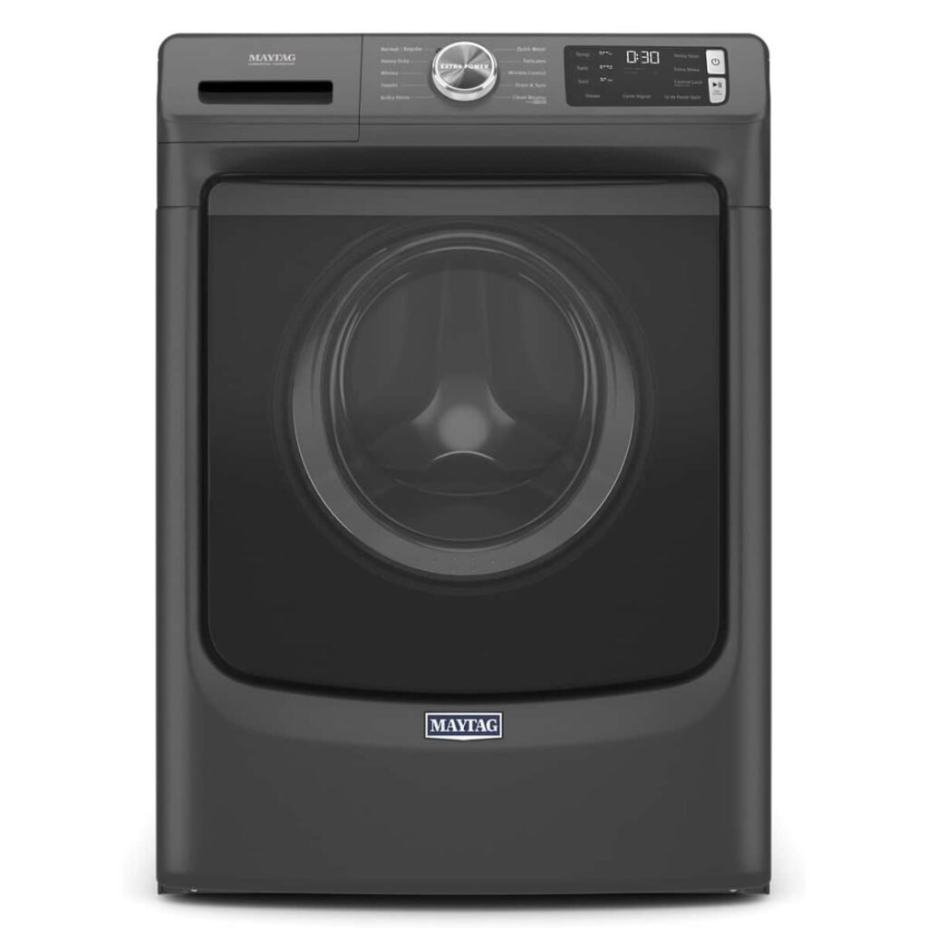 Maytag 4.5 Cu. Ft. High-Efficiency Stackable Front Load Washer Steam Fresh Spin Volcano Black from Kings Outlet