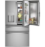GE Profile 22.3 Cu. Ft. 4-Door French Door Counter-Depth Smart Refrigerator Door-in-Door Storage Stainless from Kings Outlet