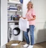 GE 2.4 Cu. Ft. High-Efficiency Front Load Washer Electric Condenser Dryer Combo Steam Sanitize from Kings Outlet