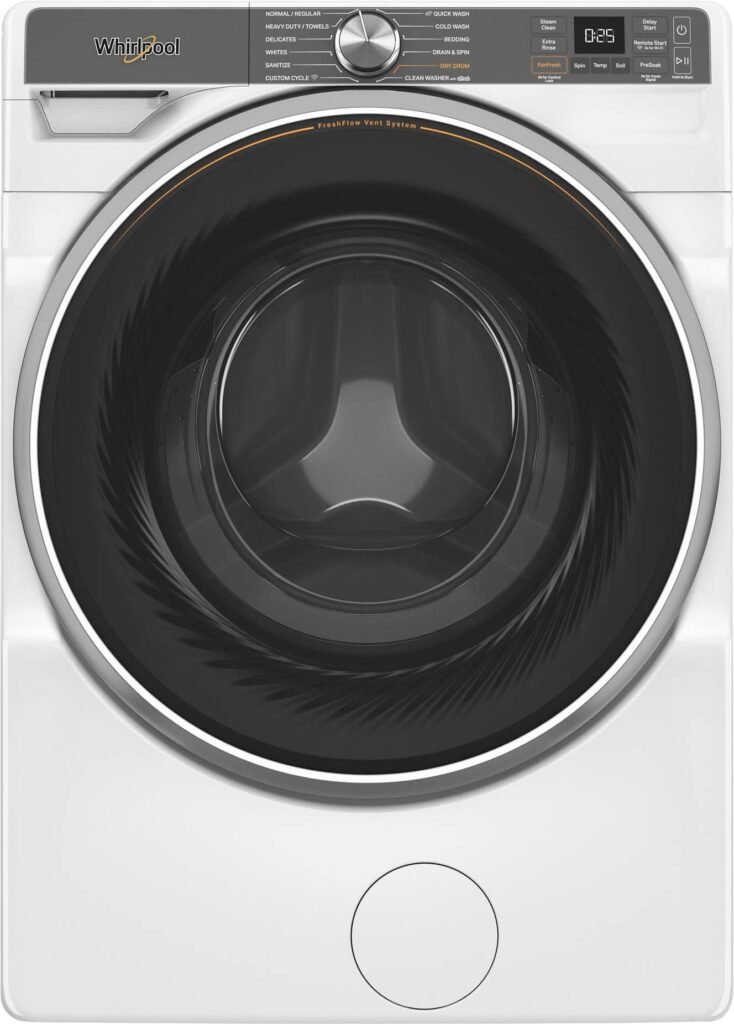 Whirlpool 5.0 Cu. Ft. High Efficiency Stackable Smart Front Load Washer Steam FreshFlow Vent from Kings Outlet