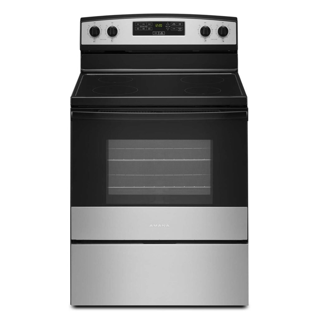 Amana 4.8 Cu. Ft. Freestanding Electric Range Extra-Large Oven Window Stainless Steel from Kings Outlet