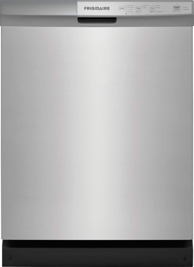 Frigidaire 24" Front Control Built-In Plastic Tub Dishwasher DishSense Sensor Technology 54 dBA Stainless from Kings Outlet