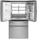 GE Profile 22.3 Cu. Ft. 4-Door French Door Counter-Depth Smart Refrigerator Door-in-Door Storage Stainless from Kings Outlet